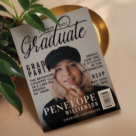 Student Snyggt Magazine Cover Photo Grad Party Inbjudningar