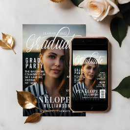 Student Snyggt Magazine Cover Photo Grad Party Inbjudningar