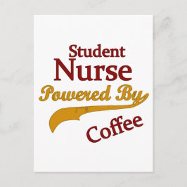 Student, som drivs av kaffe vykort