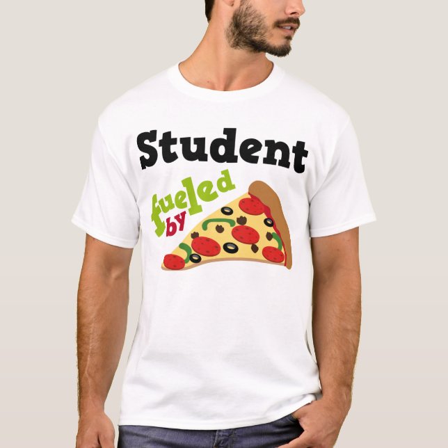 Student som tankas av Pizza T Shirt (Framsida)