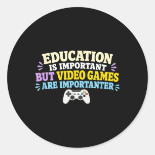 Student Spelare Videospel Skola Spel Humor Runt Klistermärke