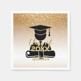 Student Student - klass 20XX - Guld Glitter Pappersservett