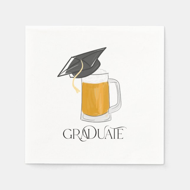 Student Studenten Grad Cap Beer Pappersservett (Framsidan)