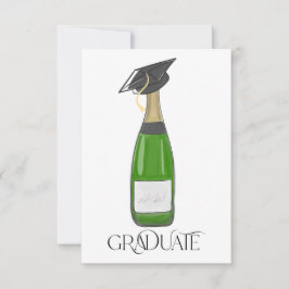 Student Studenten Grad Cap Champagne Tack Kort