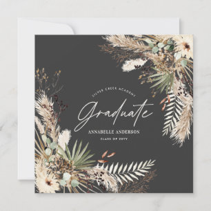 Student svart pampas eucalyptus elegant foto inbjudningar