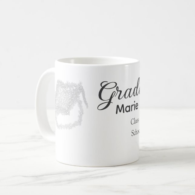 student svarta glitter studentmössa lägg till namn kaffemugg (Framsida vänster)