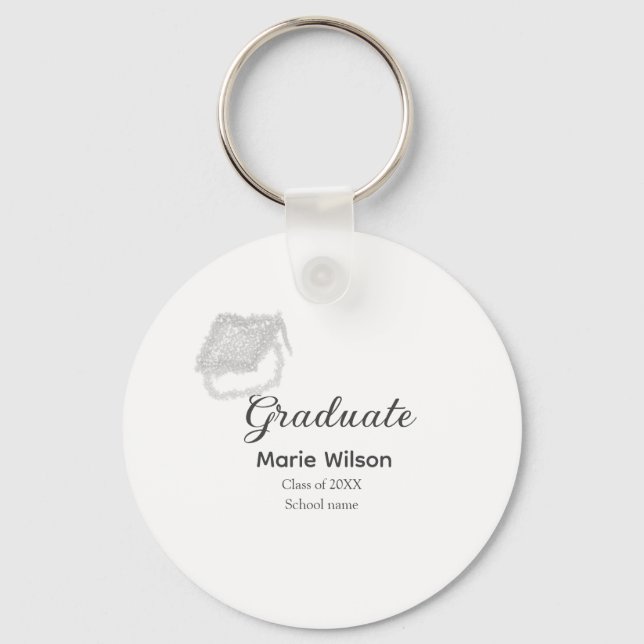 student svarta glitter studentmössa lägg till namn nyckelring (Framsida)