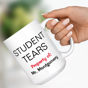 Student tårar namn rolig lärare present mugg