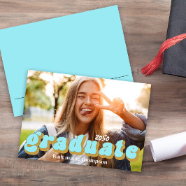 Student-typografi Foto Enkelt blått Roligt Retro Inbjudningar