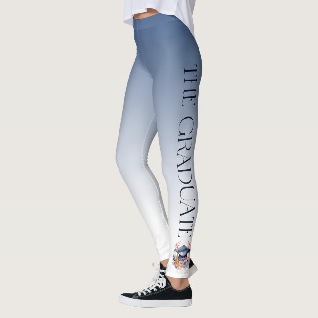 Student Typography Blommigt Grad Hat Leggings (Vänster)