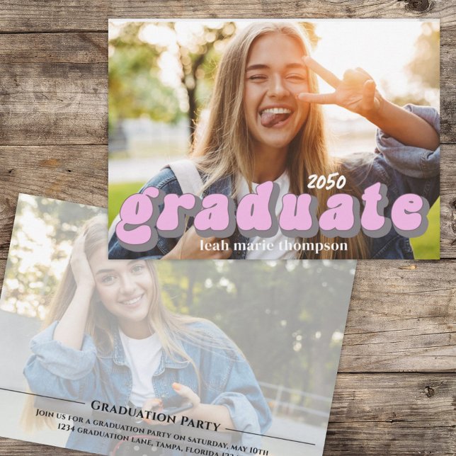 Student Typography Photo QR Code Social Media Inbjudningar (Skapare uppladdad)