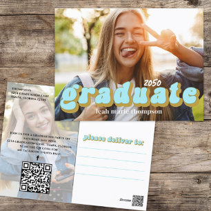 Student Typography Photo QR Code Social Media Vykort
