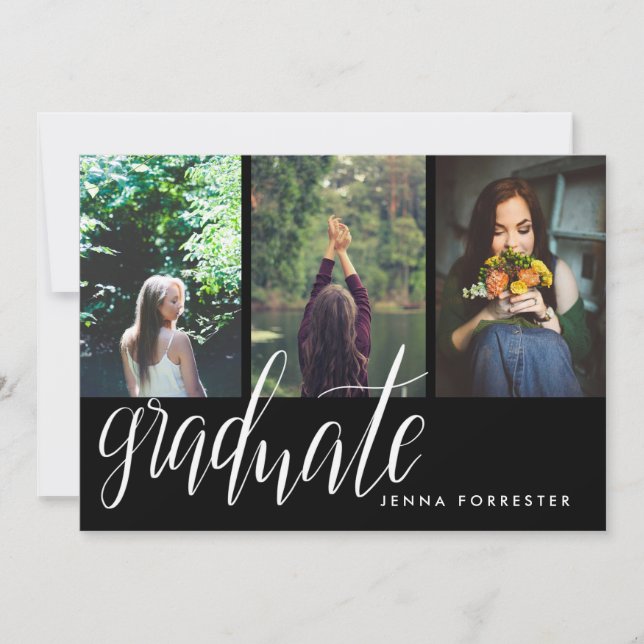 Student Typography Three Photos Studentfest Inbjudningar (Framsida)