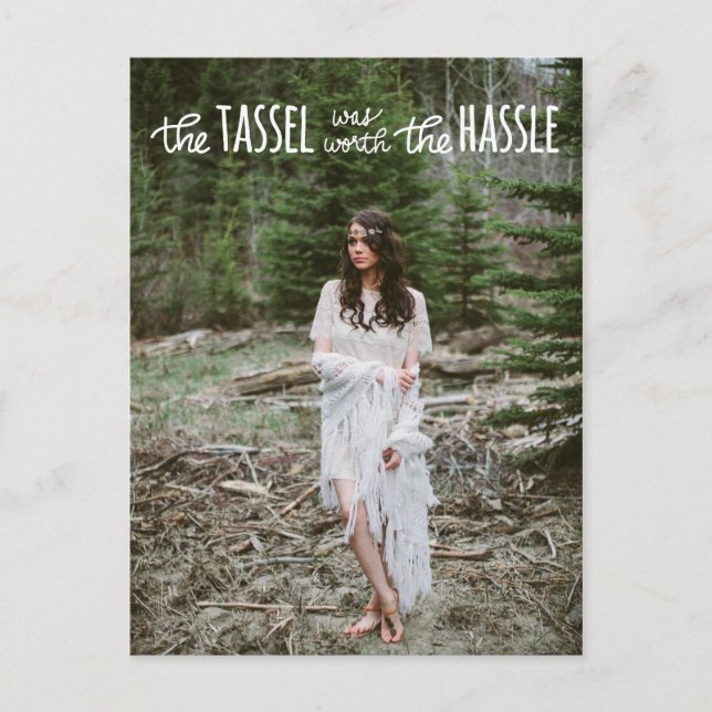 Student White Cute-skript | Spara datumfotot Meddelande Vykort (Framsida)