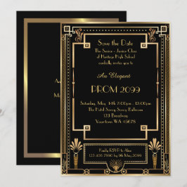 Studentbal Senior-Junior, Black Gold Geometric, Ar Inbjudningar