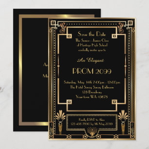 Studentbal Senior-Junior, Black Gold Geometric, Ar Inbjudningar