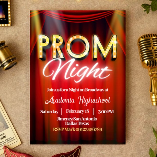 Studentbalen - Broadway-inbjudan Inbjudningar (Prom Night - Broadway Invitation)