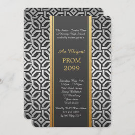 StudentbalPensionär-Junior, geometriskt silverguld Inbjudningar