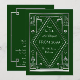 StudentbalPensionär-Junior, grönt, silver, art Inbjudningar