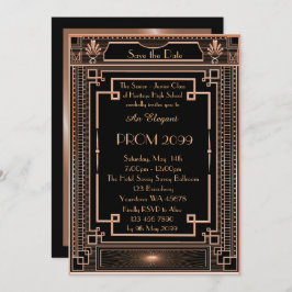 StudentbalPensionär-Junior, guld- geometrisk Inbjudningar