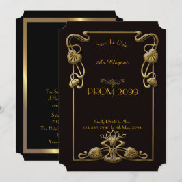 StudentbalPensionär-Junior, svart guld- Inbjudningar