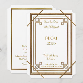 StudentbalPensionär-Junior, vit, guld- Inbjudningar