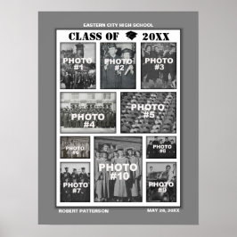 Studenten 10 Photos Collage Poster Grått