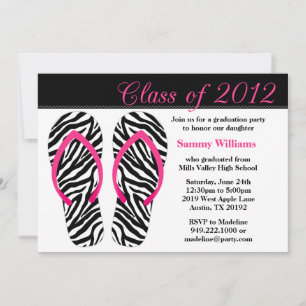 Studenten 2012 Party Rosa Black Zebra Flinflip flo Inbjudningar