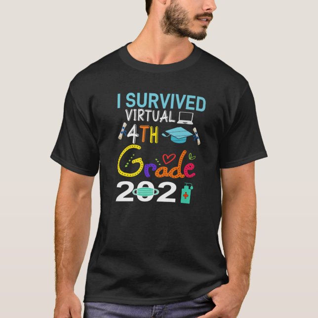 Studenten 2021 Överlevt jag 4:e Klass Virtuella gr T Shirt (Framsida)