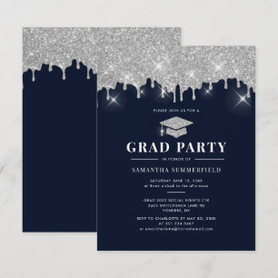 Studenten 2022 Glitter Silver Gnistra Grad Party Inbjudningar
