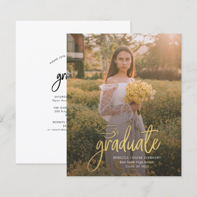 Studenten 2023 Foto Grad Open House-inbjudan (Fram/baksida)