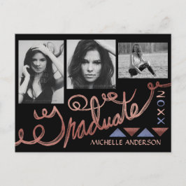 Studenten 2023 Photo Collage Faux Ro Guld Foil Meddelande Vykort