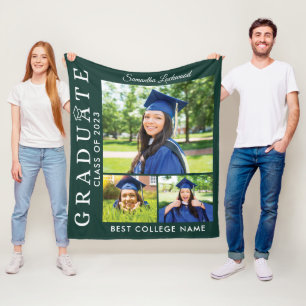 Studenten 2023 Photo Collage Grönt Grad Keepsaké Fleecefilt