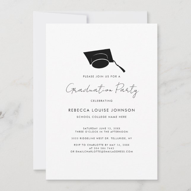 Studenten 2023 Script Rand Elegant Grad Party Inbjudningar (Framsida)