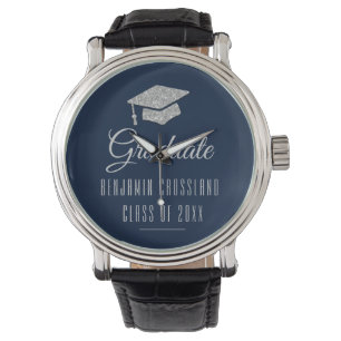Studenten 2024 Grad Cap Grått Navy Blue Student Armbandsur