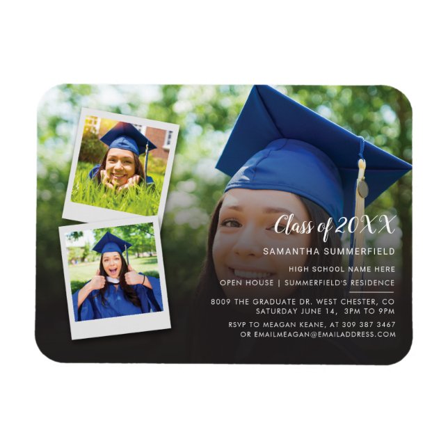 Studenten 2024 Grad Photo Collage Party Inbjudan Magnet (Horisontell)