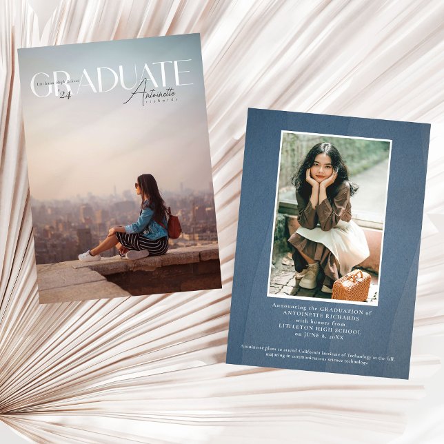 Studenten 2024 Magazine Photo Cover Grad Meddelande (Magazine Graduation announcement full photo )