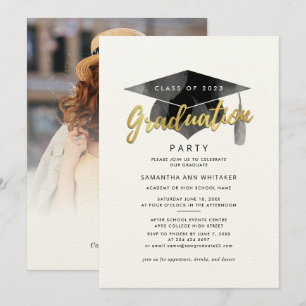 Studenten 2024: Minimalistiskt foto Grad Party Inbjudningar