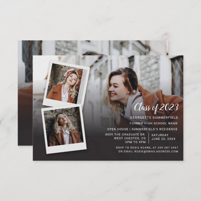 Studenten 2024 Multi-Photo Script Open House Inbjudningar (Fram/baksida)