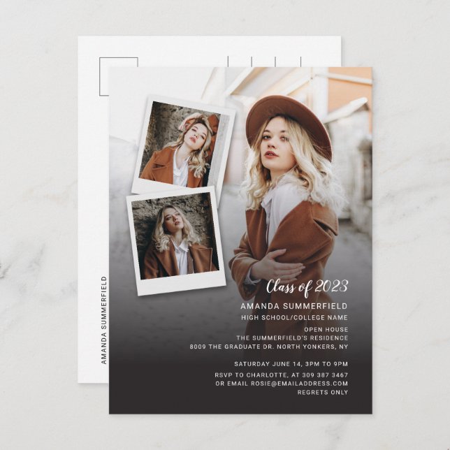 Studenten 2024 Multi Photo Student Party Inbjudan Vykort (Fram/baksida)