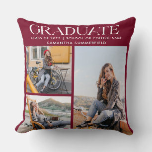 Studenten 2024 Photo Collage Burgundy Keepsaky Kudde