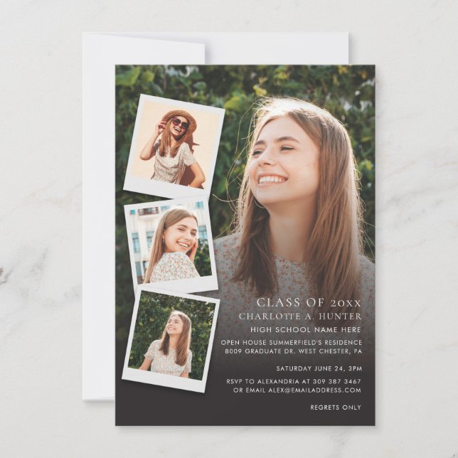 Studenten 2024 Photo Collage Open House Grad Inbjudningar (Framsida)