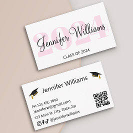 studenten 2024 qr-skriptet rosa namn-kort tilläggskort