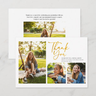 Studenten 2024 Simple Guld Hand-Lettered Student Tack Kort