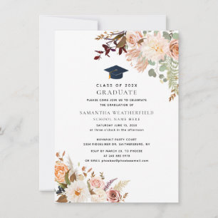 Studenten 2024 Watercolor Blommigt Grad Party Inbjudningar