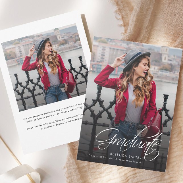 Studenten 2025 Calligraphy Grad Photo Meddelande (Graduation Handwritten 2025 Photo Announcement)