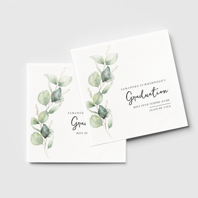 Studenten 2025 Eucalyptus Botaniskt Papper Pappersservett (Graduation 2025 Eucalyptus Botanical Paper Napkins)