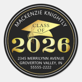 Studenten 2025 Faux Guld Foil Returadress Runt Klistermärke