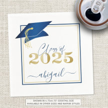 Studenten 2025 Faux Metallic Blue Guld Script