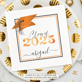 Studenten 2025 Faux Metallic Orange Black Script Pappersservett